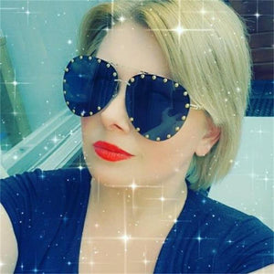 Occhiali da pilota retrò Marchio famoso Rivetto Grandi occhiali da sole femminili Montatura in metallo Occhiali ovali femminili UV400 Oculos De Sol 