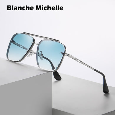 Retro Pilot Sunglasses Men Brand Designer Metal Double Bridge Sun Glasses Vintage Anti-UV400 Male Sunglass Oculos Gafas With Box