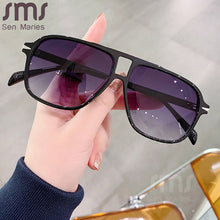 Load image into Gallery viewer, Retro Pilot Sunglasses Men Double Bridges Oversized Square Sun Glasses Women Rivet Decoration Shades UV400 Trendy Eyewear