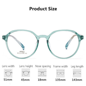 Retro Plate Round Glasses Frame Men's Transparent Women's Wide-Sided Ultra-Light Optical Prescription Glasses Frame 2312