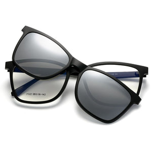 Retro Polarized Sunglasses Set Mirror Magnetic Prescription Glasses Frame Square One Mirror Dual-Use Sunglasses Driving 2122