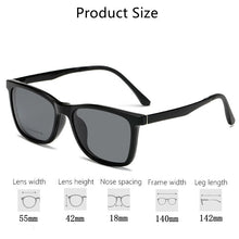 Load image into Gallery viewer, Retro Polarized Sunglasses Set Mirror Magnetic Prescription Glasses Frame Square One Mirror Dual-Use Sunglasses Driving 2122