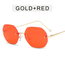 Load image into Gallery viewer, Retro Polygon Round Women Sunglasses Rimless Clear Ocean Gradient Lens Eyewear Metal VintageShades UV400 Men Sun Glasses