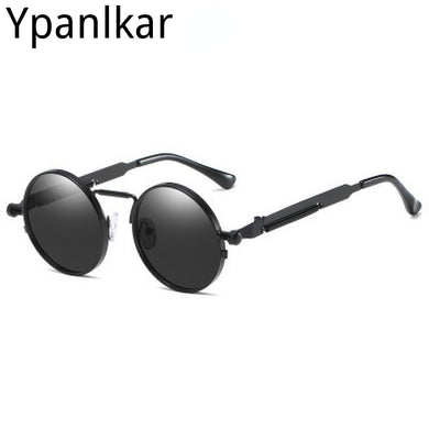 Retro Punk Spring Leg Round Sunglasses Men Polarized Metal Sun Glasses Lens Classic Driver Sun Glasses UV400