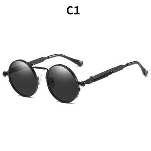 Retro Punk Spring Leg Round Sunglasses Men Polarized Metal Sun Glasses Lens Classic Driver Sun Glasses UV400