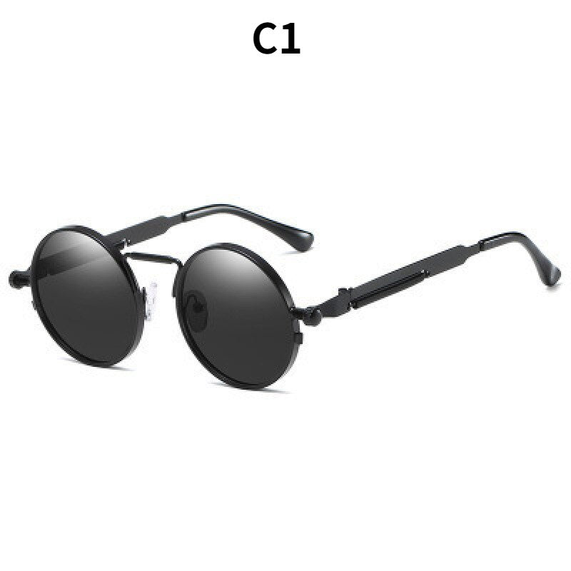 Retro Punk Spring Leg Round Sunglasses Men Polarized Metal Sun Glasses Lens Classic Driver Sun Glasses UV400
