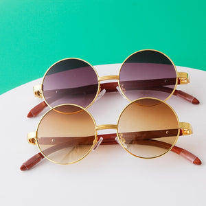 Retro Rivets Brown Gradient Round Sunglasses Men 2023 Designer Steampunk 90s Circle Metal Frame Shades Eyewear Women Sun Glasses