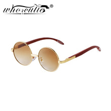 Load image into Gallery viewer, Retro Rivets Brown Gradient Round Sunglasses Men 2023 Designer Steampunk 90s Circle Metal Frame Shades Eyewear Women Sun Glasses