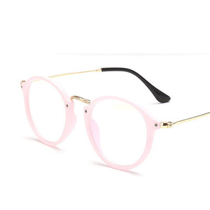 Retro Round Eyeglasses Women Glasses Frame Men ZERO Diopter Decoration Eyewear Myopia Frame Fake Glasses eyeglass case
