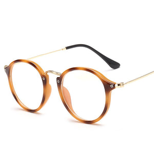 Retro Round Eyeglasses Women Glasses Frame Men ZERO Diopter Decoration Eyewear Myopia Frame Fake Glasses eyeglass case