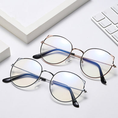 Occhiali da vista anti-radiazioni anti-blu con montatura rotonda retrò Cat Ear Ultralight Uomo Donna Occhiali con blocco della luce blu Occhiali Studenti 