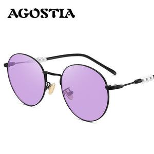 Retro Round Frame Marine Anti-Blue Photochromic Glasses Men Retro Sunglasses