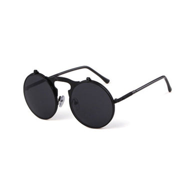 Retro Round Frame Metal Steampunk Flip Cover Male Sunglasses Flip Goggles Female Style Hipster Glasses Gafas De Sol Street shot