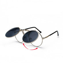 Load image into Gallery viewer, Retro Round Frame Metal Steampunk Flip Cover Male Sunglasses Flip Goggles Female Style Hipster Glasses Gafas De Sol Street shot