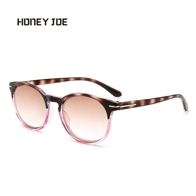 Retro Round Gradient Tea Lens Reading Glasses Women Men Vintage Spring Hinge Presbyopic Eyeglasses Sunglasses +1.0-+4.0