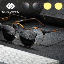 Load image into Gallery viewer, Retro Round Magnet Clip On Glasses Frame Women Optical Prescription Eyeglasses Frame Men Myopia Polarized 3 in 1 Sunglasses 2023