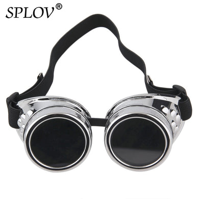 Retro Round Metal Steampunk Men Sunglasses Women Welding Cyber Glasses Adjustable belt Vintage Shades