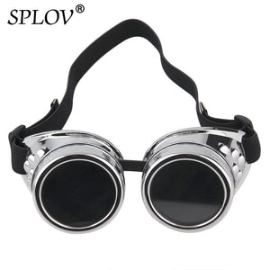Retro Round Metal Steampunk Men Sunglasses Women Welding Cyber Glasses Adjustable belt Vintage Shades