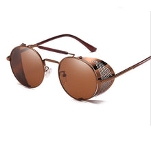 Load image into Gallery viewer, Retro Round Steampunk Sunglasses Men Women Side Shield Goggles Metal Frame Gothic Mirror Lens Sun Glasses