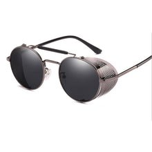 Load image into Gallery viewer, Retro Round Steampunk Sunglasses Men Women Side Shield Goggles Metal Frame Gothic Mirror Lens Sun Glasses