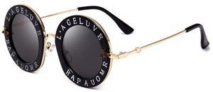Retro Round Sunglasses Women Brand Designer English Letters Bee Metal Frame round sun glasses for women UV400