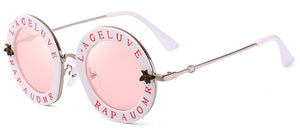 Retro Round Sunglasses Women Brand Designer English Letters Bee Metal Frame round sun glasses for women UV400