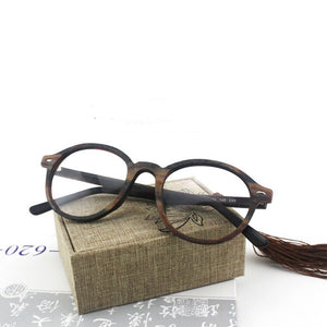 Retro Round Wood Glasses Frame Men Women Optical Myopia Eyeglasses Prescription Spectacles with Clear lenses Eye Glasses Frames