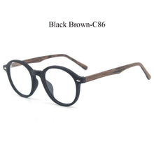 Load image into Gallery viewer, Retro Round Wood Glasses Frame Men Women Optical Myopia Eyeglasses Prescription Spectacles with Clear lenses Eye Glasses Frames
