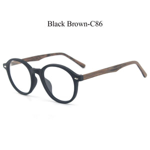 Retro Round Wood Glasses Frame Men Women Optical Myopia Eyeglasses Prescription Spectacles with Clear lenses Eye Glasses Frames