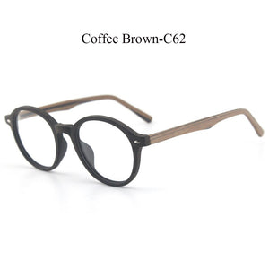 Retro Round Wood Glasses Frame Men Women Optical Myopia Eyeglasses Prescription Spectacles with Clear lenses Eye Glasses Frames