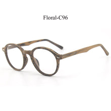 Load image into Gallery viewer, Retro Round Wood Glasses Frame Men Women Optical Myopia Eyeglasses Prescription Spectacles with Clear lenses Eye Glasses Frames