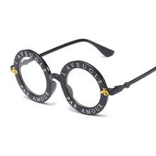 Load image into Gallery viewer, Retro Sexy Black Round Sunglasses Women Brand Designer English Letters Bee Circle Sun Glasses Female Shades Oculos