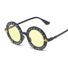 Load image into Gallery viewer, Retro Sexy Black Round Sunglasses Women Brand Designer English Letters Bee Circle Sun Glasses Female Shades Oculos