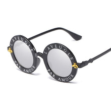 Load image into Gallery viewer, Retro Sexy Black Round Sunglasses Women Brand Designer English Letters Bee Circle Sun Glasses Female Shades Oculos