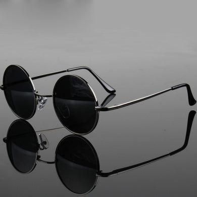 Occhiali da sole polarizzati rotondi vintage classici retrò piccoli Occhiali da sole firmati da uomo Occhiali da sole da donna Montatura in metallo Lente nera Guida UV400 