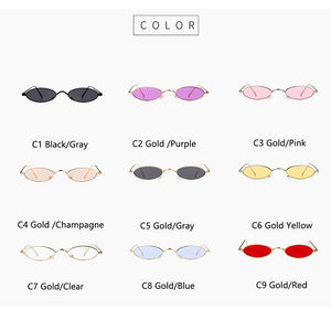 Retro Small Oval Hip Hop Womens Sunglasses Vintage Metal Frame Glasses Tiny Eyewear Unisex 90s Cool Bad Bunny Sun Glasses Men