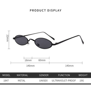 Retro Small Oval Hip Hop Womens Sunglasses Vintage Metal Frame Glasses Tiny Eyewear Unisex 90s Cool Bad Bunny Sun Glasses Men