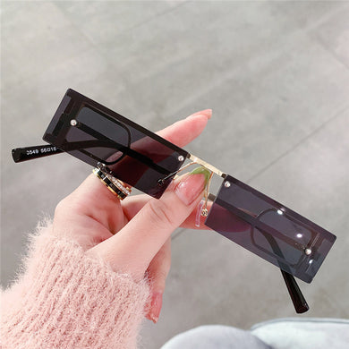 Retro Small Punk Rectangle Sunglasses Women Hollow Out Metal Frames Steampunk Shades Men UV400