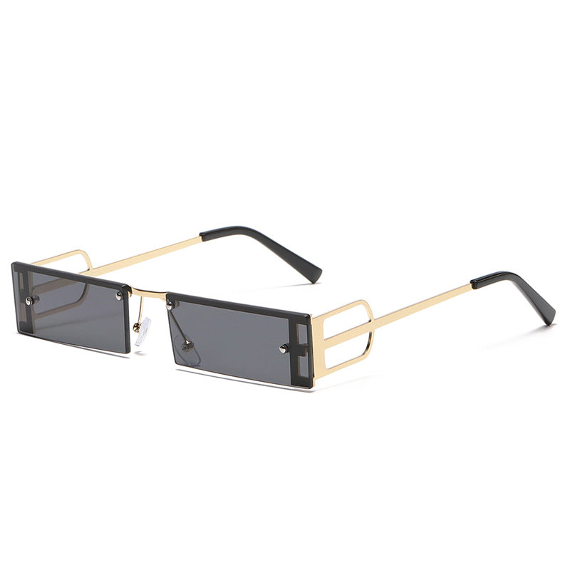 Retro Small Punk Rectangle Sunglasses Women Hollow Out Metal Frames Steampunk Shades Men UV400