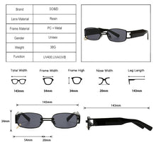 Carica l'immagine nel visualizzatore di Gallery, Retro Small Rectangle Ladies Sunglasses Brand Designer Men's Punk Sunglasses Fashion European and American Glasses UV400