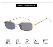 Load image into Gallery viewer, Retro Small Rectangle Stylish Sunglasses Women Men Vintage Metal Frame Brand Design Girls Sun Glasses Travel Eyewear UV400 Party