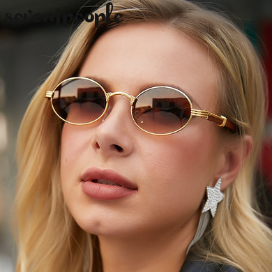 Occhiali da sole retrò con montatura rotonda piccola da uomo 2023 occhiali da sole ovali di marca per donna Aste chic per occhiali in metallo vintage 