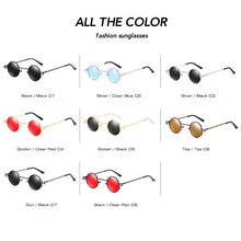 Load image into Gallery viewer, Retro Small Round Steampunk Sunglasses Men Vintage Clear Red Tinted Sun Glasses Women UV400 oculos de sol masculino