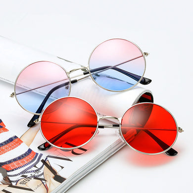 Retro Small Round Sunglasses Women Vintage Brand Shades Red Metal Sun Glasses For women Designer Lunette