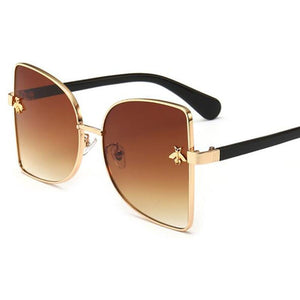 Retro Square Bee Sunglasses Womens Designer Oversized Sun Glasses Mens Shades Metal Sunglasses Luxxry Sunnies