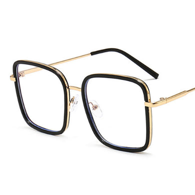Retro Square Glasses Metal Oversized Optical Eyeglasses Anti-blue Light Big Frame Vintage Unisex Clear Eyewear
