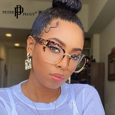 Retro Square Optical Glasses Frame Women Men Leopard Clear Glass Eyeglasses Prescription Transparent Spectacle Frame Unisex