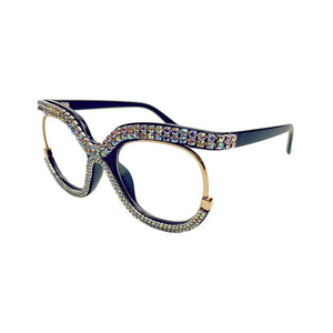 Retro Square Optical Glasses Frames Men Women Crystal  Glasses Clear Lens Eyeglasses Frame Diamond Eyewear Prescription