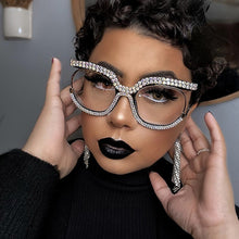 Load image into Gallery viewer, Retro Square Optical Glasses Frames Men Women Crystal  Glasses Clear Lens Eyeglasses Frame Diamond Eyewear espejuelos
