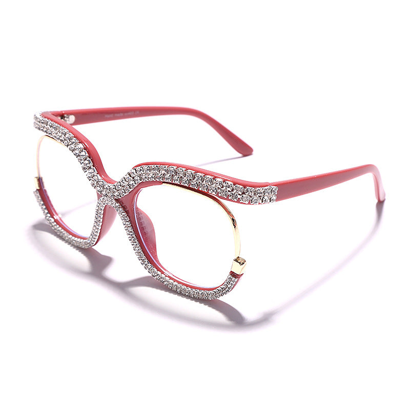 Retro Square Optical Glasses Frames Men Women Crystal  Glasses Clear Lens Eyeglasses Frame Diamond Eyewear Prescription